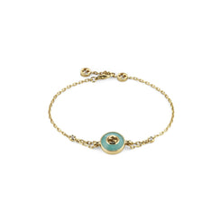 Gucci Interlocking G 18ct Yellow Gold Amazonite & Diamond Bracelet