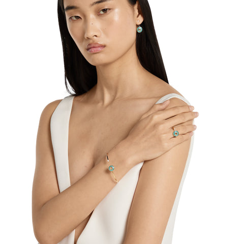 Gucci Interlocking G 18ct Yellow Gold Amazonite & Diamond Bracelet