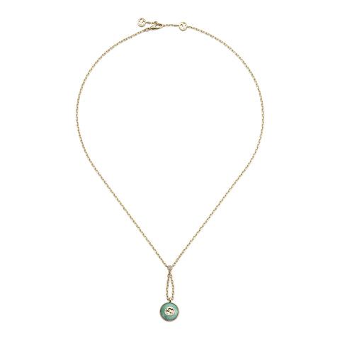 Gucci Interlocking G 18ct Yellow Gold Amazonite & Diamond Necklace