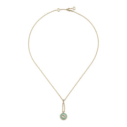 Gucci Interlocking G 18ct Yellow Gold Amazonite & Diamond Necklace