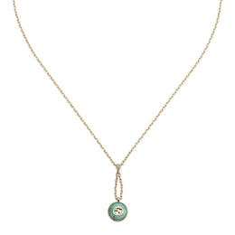 Gucci Interlocking G 18ct Yellow Gold Amazonite & Diamond Necklace