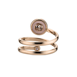 Gucci Interlocking G 18ct Rose Gold Diamond & Pink Opal Spiral Ring