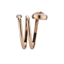 Gucci Interlocking G 18ct Rose Gold Diamond & Pink Opal Spiral Ring