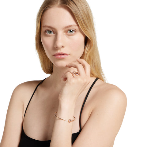 Gucci Interlocking G 18ct Rose Gold Diamond & Pink Opal Spiral Ring