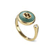 Gucci Interlocking G 18ct Yellow Gold Amazonite & Diamond Ring