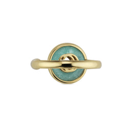 Gucci Interlocking G 18ct Yellow Gold Amazonite & Diamond Ring