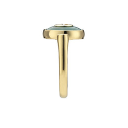 Gucci Interlocking G 18ct Yellow Gold Amazonite & Diamond Ring