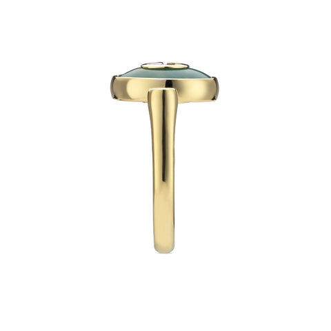 Gucci Interlocking G 18ct Yellow Gold Amazonite & Diamond Ring