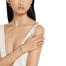 Gucci Interlocking G 18ct Yellow Gold Amazonite & Diamond Ring