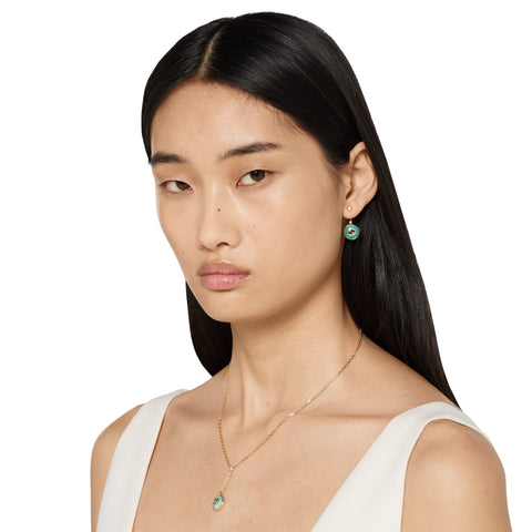 Gucci Interlocking G 18ct Yellow Gold Amazonite & Diamond Earrings