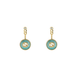 Gucci Interlocking G 18ct Yellow Gold Amazonite & Diamond Earrings