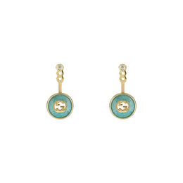 Gucci Interlocking G 18ct Yellow Gold Amazonite & Diamond Earrings