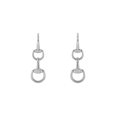Gucci Horsebit 18ct White Chandelier 0.274ct Brilliant Cut Diamond Earrings D