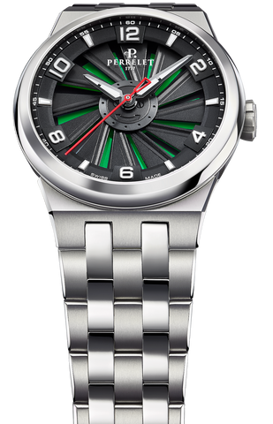 Perrelet Turbine Titanium 41 Green Bracelet Watch