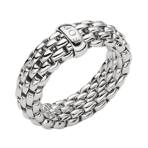 Fope Flex'it Essentials 18ct White Gold Medium Wide Ring AN559.