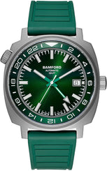 Bamford Watch GMT Titanium Sunburst Green GMT-TIT-RBB-GRN