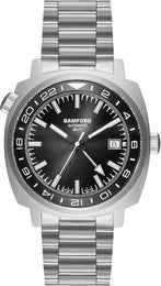Bamford Watch GMT Steel Black Tie GMT-STL-STL-BLK