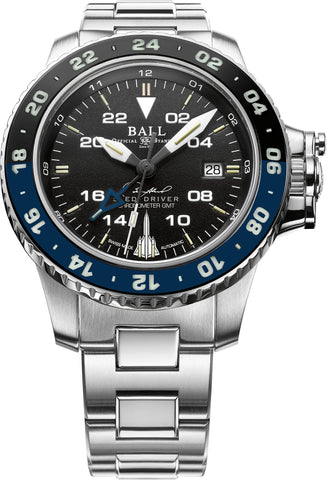 Ball Watch Company Engineer Hydrocarbon AeroGMT Sled Driver Limited Edition Watch with black dial, steel bracelet, steel case