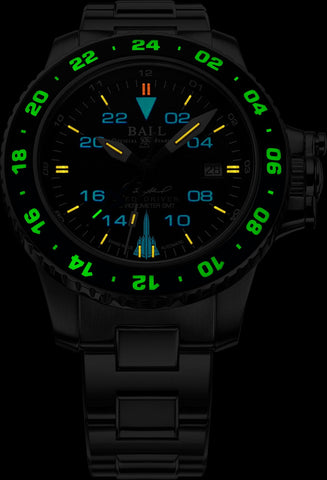 Ball Watch Company Engineer Hydrocarbon AeroGMT Sled Driver Limited Edition Watch with black dial, steel bracelet, steel case