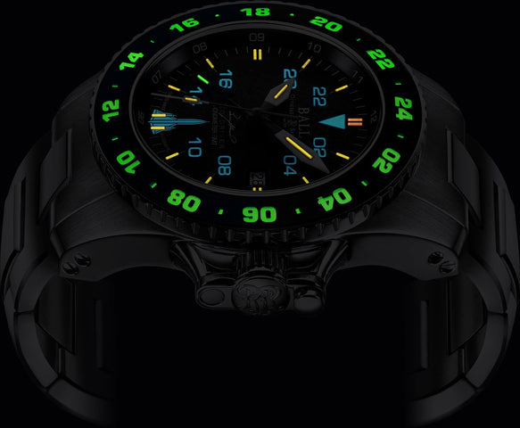 Ball Watch Company Engineer Hydrocarbon AeroGMT Sled Driver Limited Edition Watch with black dial, steel bracelet, steel case