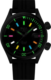Ball Watch Company Engineer Master II Diver Chronometer Rainbow Watch with black dial, rubber strap, steel case