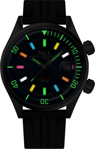 Ball Watch Company Engineer Master II Diver Chronometer Watch with blue dial, rubber strap, steel case