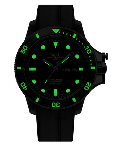 Ball Watch Company Engineer Hydrocarbon Original Watch with green dial, rubber strap, steel case