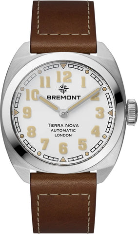 Bremont Watch Terra Nova 38 White Leather TN38-ND-SS-WH-L-S