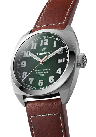 Bremont Watch Terra Nova 40.5 Date Green Leather TN40-DT-SS-GN-L-S