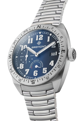 Bremont Terra Nova 40.5 Turning Bezel Power Reserve Blue Bracelet Watch