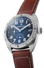 Bremont Terra Nova 40.5 Turning Bezel Power Reserve Blue Leather Watch