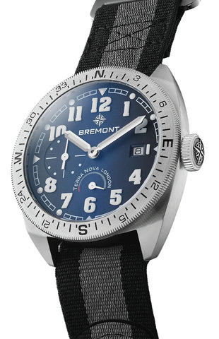 Bremont Terra Nova 40.5 Turning Bezel Power Reserve Blue Nato Watch