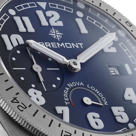Bremont Terra Nova 40.5 Turning Bezel Power Reserve Blue Nato Watch