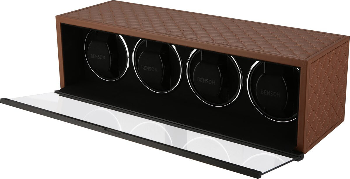 Benson Watch Winder Quad Swiss Series 4.20 Light Brown Leather Benson