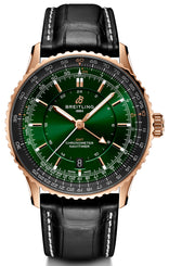 Breitling Watch Navitimer Automatic GMT 41 Green 18k Red Gold Leather R32310251L1P1