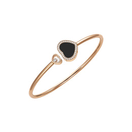 Chopard Happy Hearts 18ct Rose Gold 0.19ct Diamond Onyx Bangle 85A074-5204