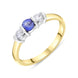 18ct Yellow and White Gold .30 Sapphire .26 3 Stone Diamond Bar Ring