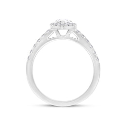 Platinum 0.30ct Diamond 0.45ct Diamond Pear Castle Set Claw Cluster Ring Size N GIA DSI1