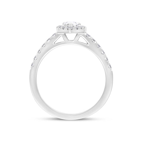 Platinum 0.30ct Diamond 0.45ct Diamond Pear Castle Set Claw Cluster Ring Size N GIA DSI1