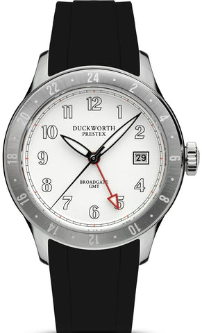 Duckworth Prestex Broadgate GMT White Black Rubber Watch D760-02-AR
