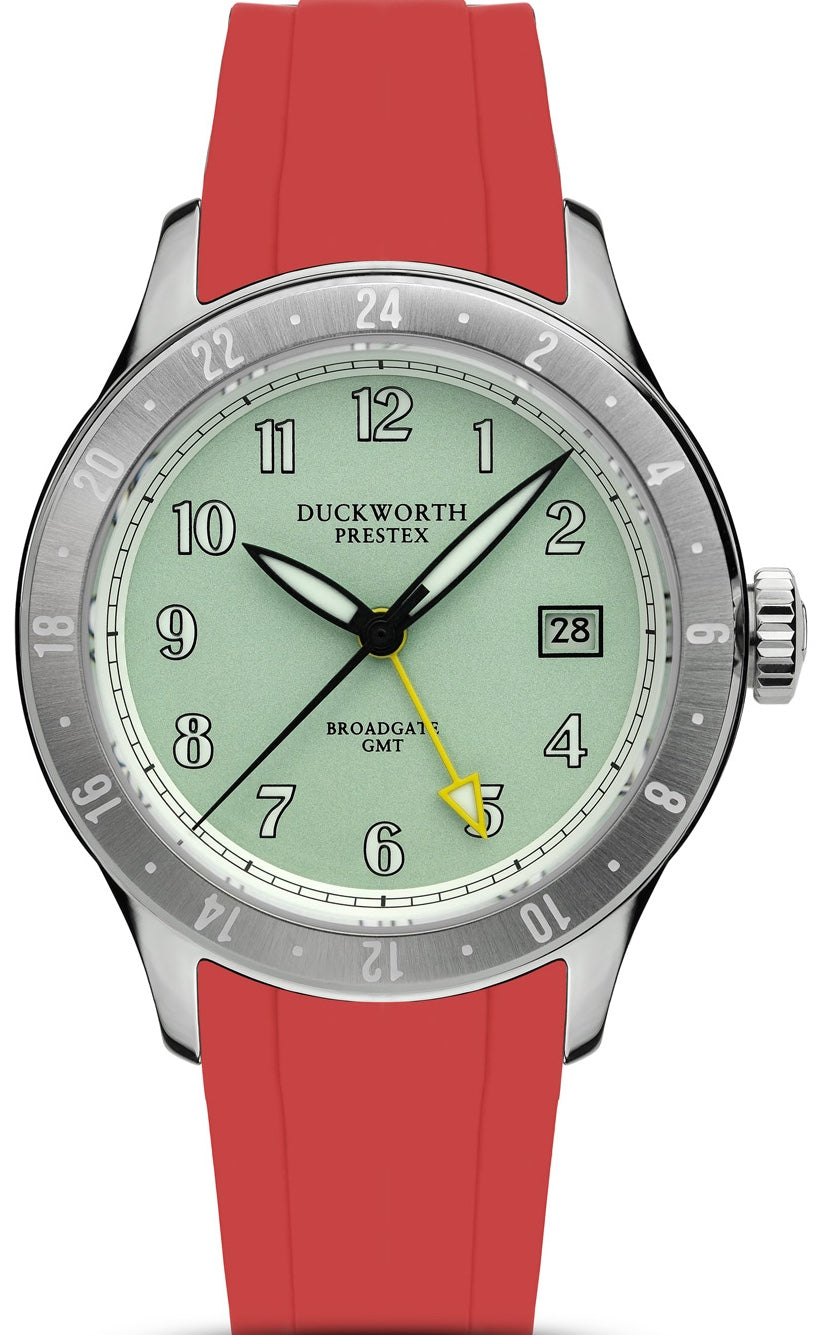 Broadgate Clock Duckworth Prestex Broadgate GMT Green Red Rubber Watch D760-04-RR Watch ...