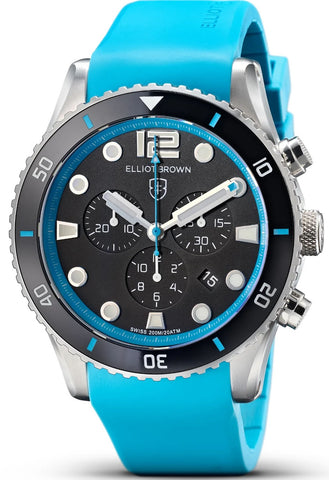 Elliot Brown Watch Bloxworth Chrono Black Cyan Rubber 929-01