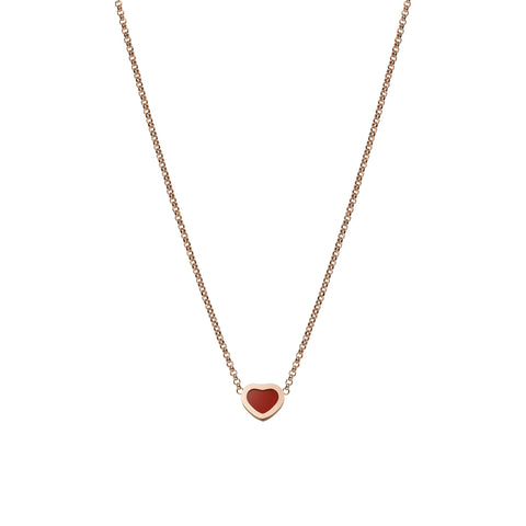 Chopard My Happy Hearts 18ct Rose Gold Carnelian Necklace