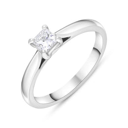Platinum 0.30ct Diamond Solitaire Prin Cut 4 Claw Ring Size N GIA EVS2