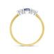 18ct Yellow and White Gold .30 Sapphire .26 3 Stone Diamond Bar Ring
