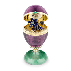 Faberge 18ct Yellow Gold Purple Enamel Limited Edition Egg Objet with Anemone Surprise 3425