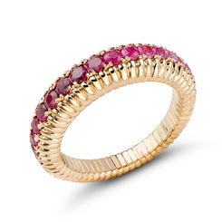 Faberge Colours of Love 18ct Rose Gold Ruby and Pink Sapphire Fluted Ombre Ring 3531
