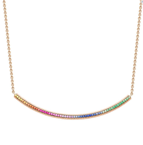 Faberge Colours of Love Cosmic Curve 18ct Rose Gold Rainbow Fluted Choker Necklace 3300