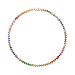Faberge Colours of Love Cosmic Curve 18ct Rose Gold Rainbow Gemstone Necklace 3501