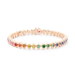 Faberge Colours of Love Cosmic Curve 18ct Rose Gold Rainbow Gemstone Tennis Bracelet 3502